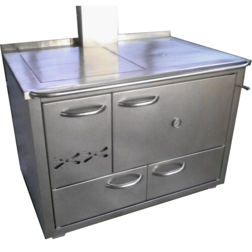 Fogão a lenha Industrial 120cm forno inox mesa inox